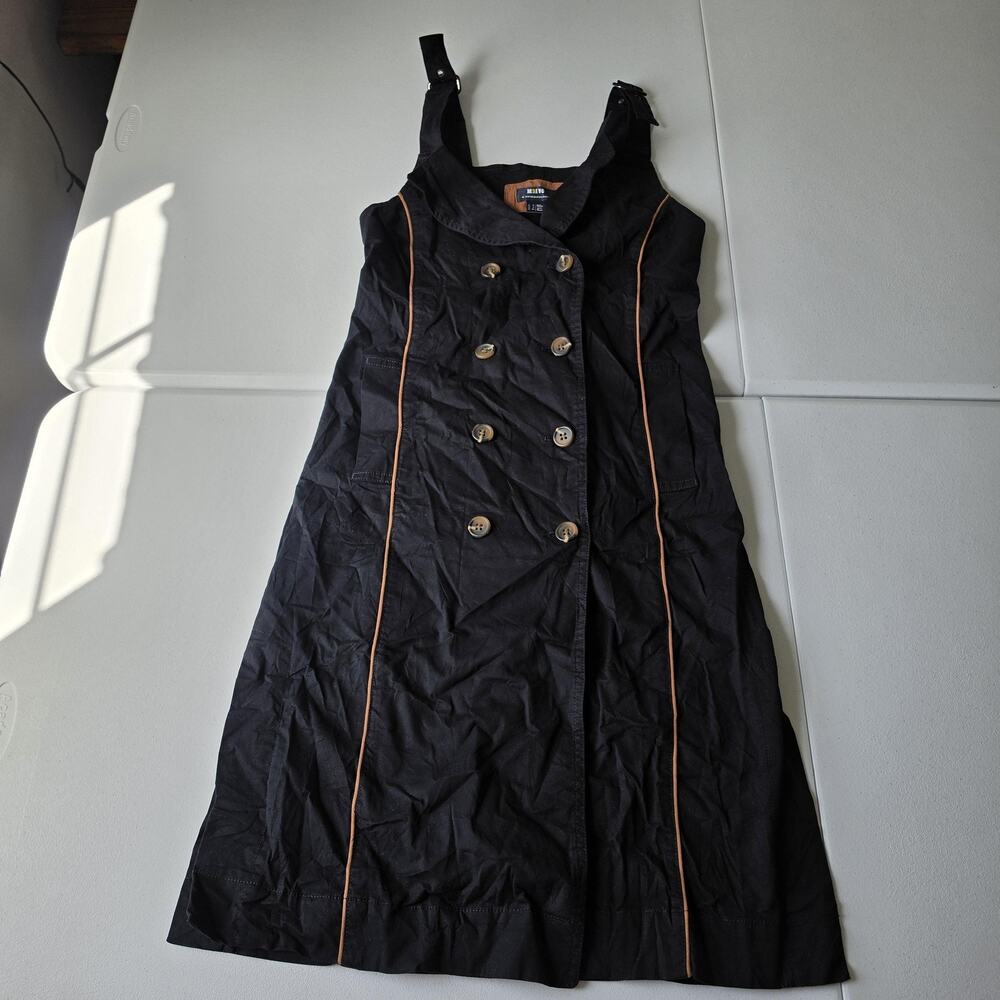 Maeve Dress Womens 2 Black Collared Button Front A Line Midi Sundress Pockets